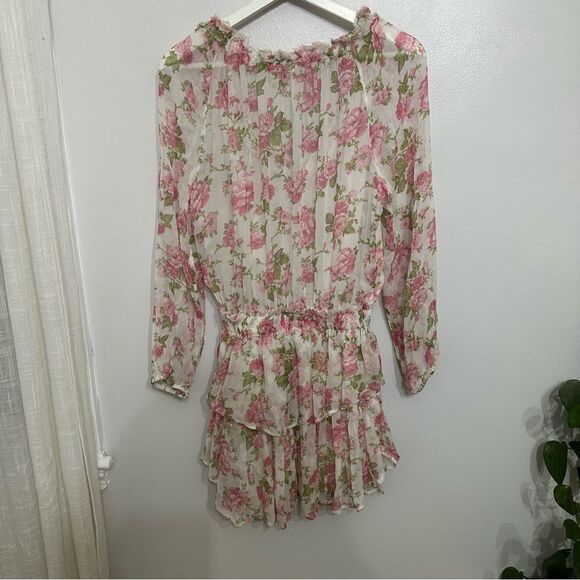 LoveShackFancy Popover Silk Dress Floral Print - Picture 3 of 6